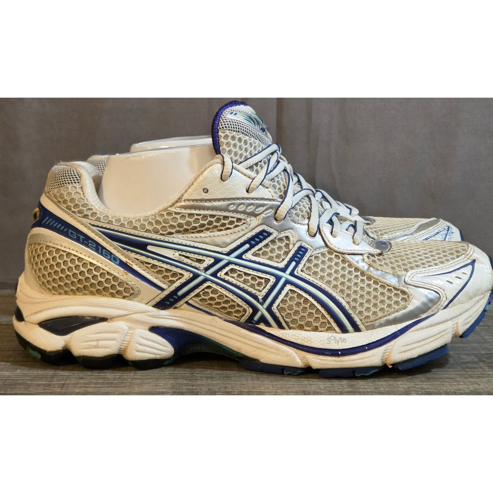 Asics GT-2160 Lace Up Running Shoes Women's Size 9.5 White Gray Blue